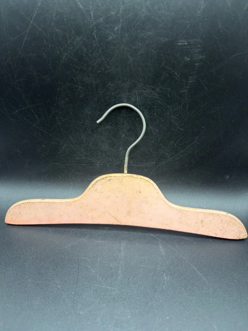 1930s Vintage Children's Wooden Clothing Hanger Pink Kitten Cat With Blue Bow